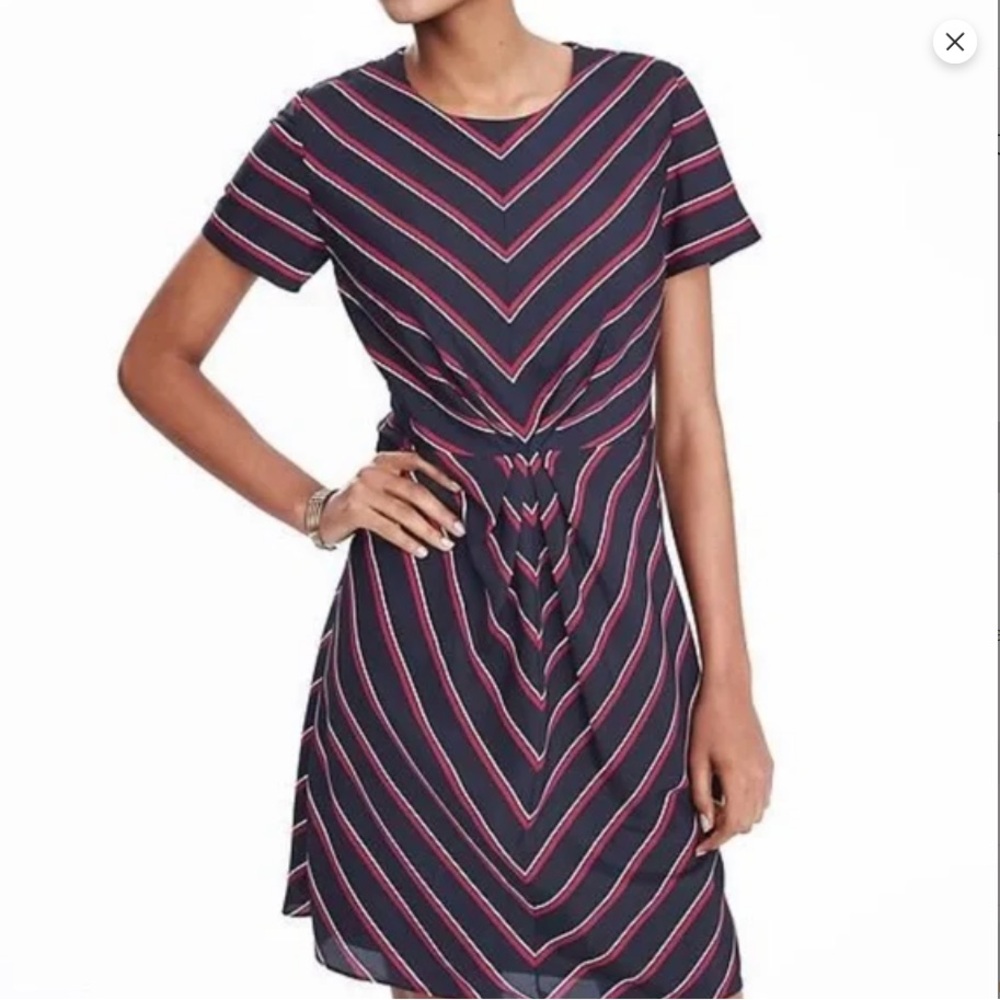 Navy and Red Striped Women's Dress